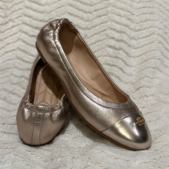 COACH Chelsea Leather Rose Gold Ballet Flats Shoes - never worn, size US 7B - Picture 6 of 8
